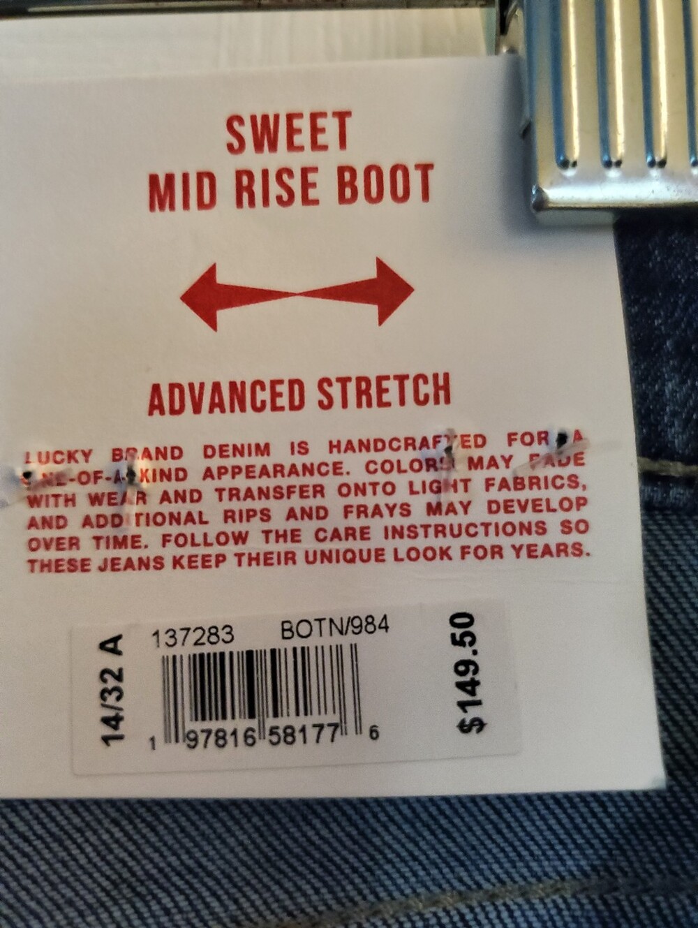 Lucky Brand Sweet Mid-rise Boot Ankle Embroidered Jeans Size 32/14 - Picture 3 of 9